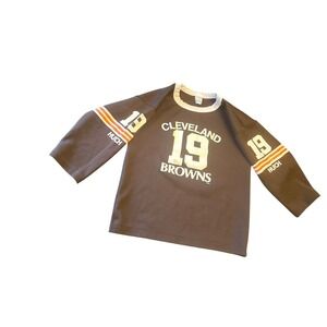 Cleveland Browns Hutch Boys Medium Tee Shirt Brown White Vintage 80s‎ Polyester